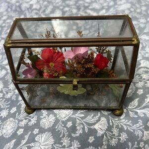 Glass Terrarium with Floral Accents